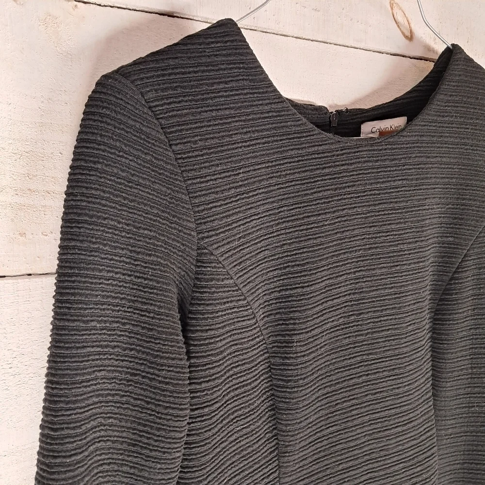 Calvin Klein Dress Womens Size 6 Black Career 3/4 Sleeve Ribbed